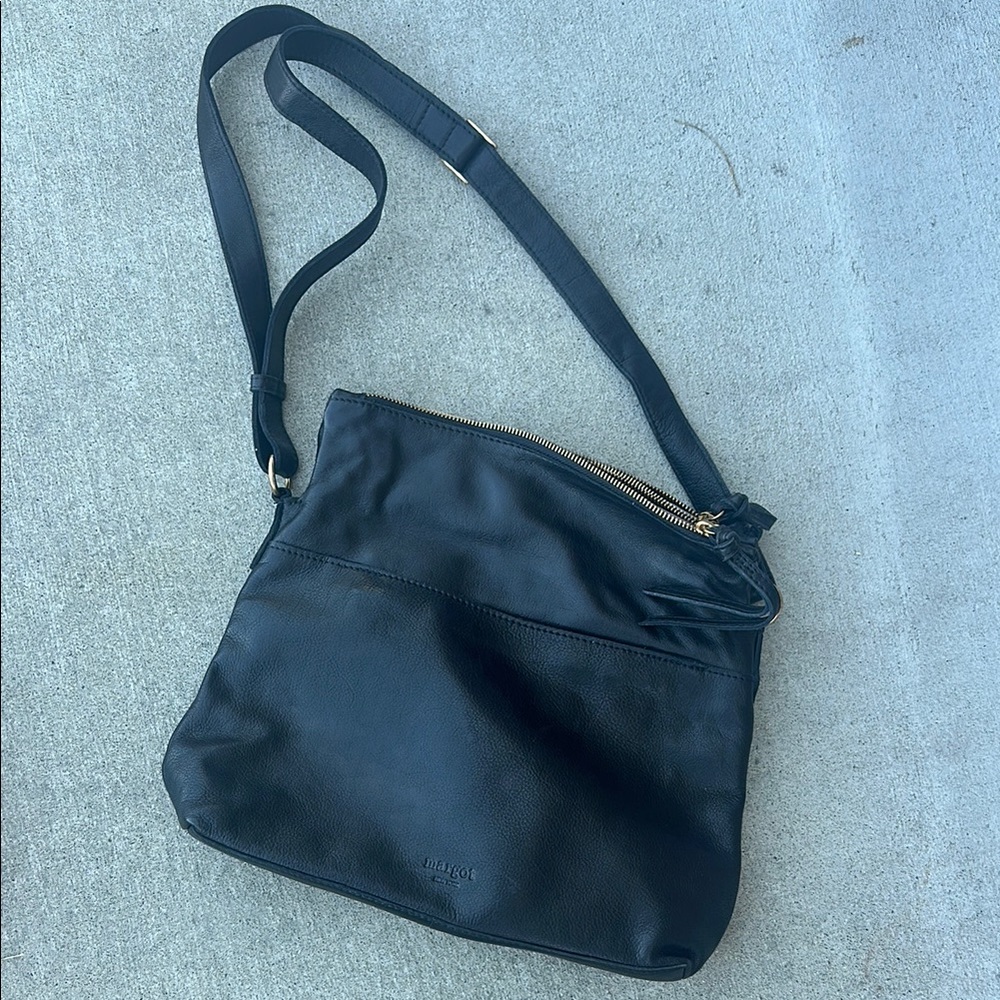 Margot New York- Black Leather Crossbody Bag